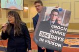 thumbnail: Martina and Josiah Burke protest at the Church of Ireland synod in Armagh.
