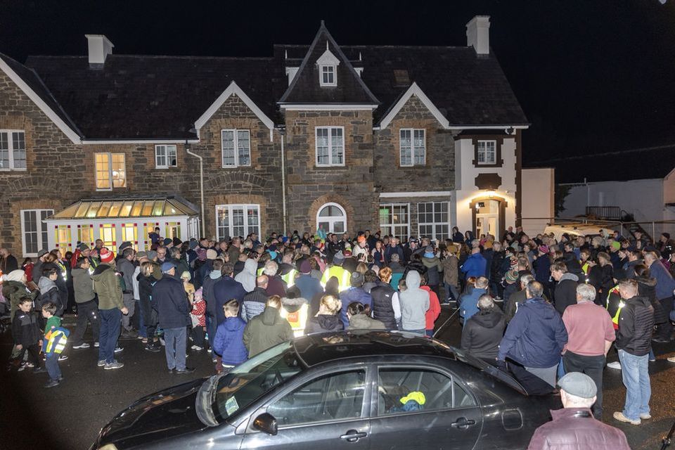 Protests outside the Abbey Manor Hotel in Dromahair, Co Leitrim, in recent months. Photo: Donal Hackett