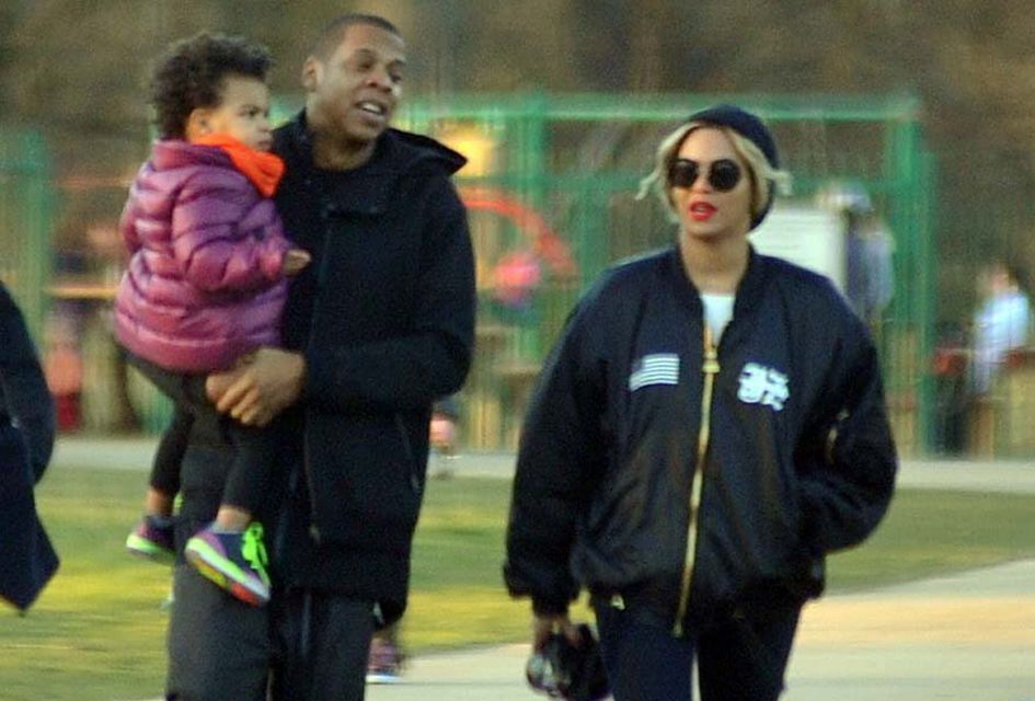 Beyonce and husband Jay-Z enjoying her day off with daughter Blue Ivy in the playground in the Phoenix Park visitors' centre.