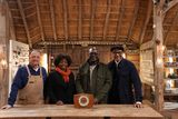 thumbnail: The Windrush clock arrival. Steven Fletcher, Dorcas Cain, Stephen Brown, Jay Blades.8 (Photo: BBC / Ricochet)