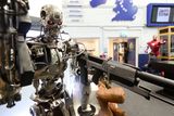 thumbnail: A Terminator film replica among items seized from a drug lord behind a cannabis factory in a nuclear bunker which are to be auctioned at Wilsons Auctions in Mallusk Co Antrim. PRESS ASSOCIATION Photo. Picture date: Thursday October 26, 2017. Photo credit should read: Niall Carson/PA Wire