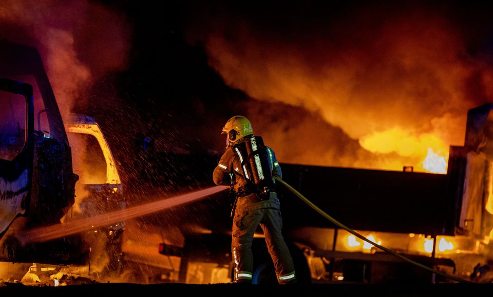 Firefighters deal with a major fire at a Quarry on the Upper Springfield Road in west Belfast on May 19th 2024 (Photo by Kevin Scott for Belfast Telegraph)