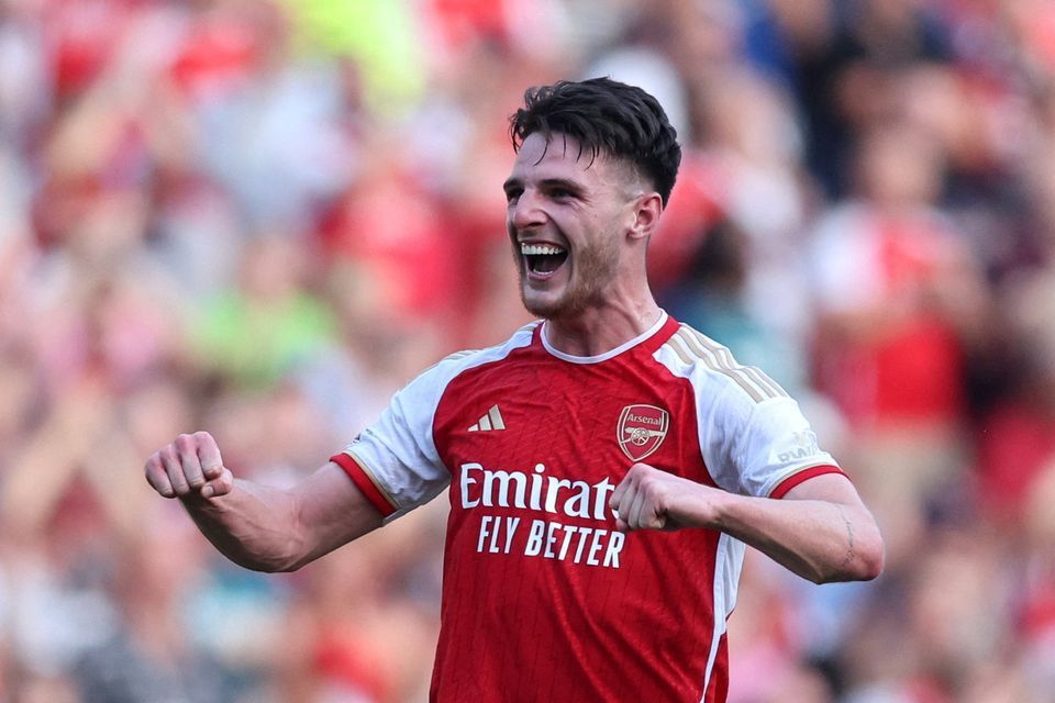 Arsenal's Declan Rice sealed a huge victory for the Gunners when the sides met in September. Photo: Reuters