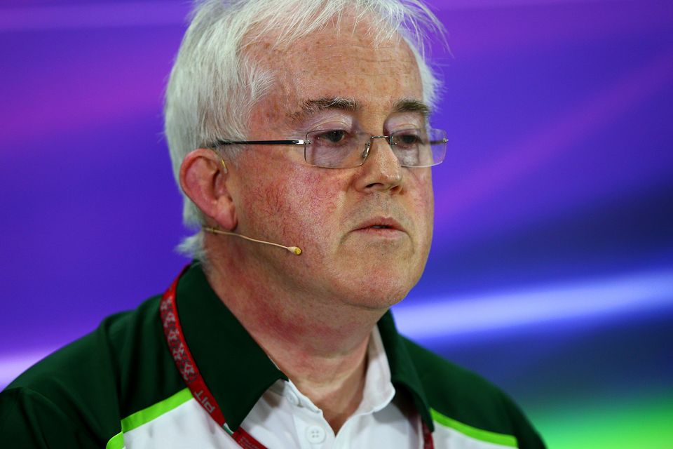 Caterham administrator Finbarr O'Connell speaks during a press conference after practice ahead of the Abu Dhabi Formula One Grand Prix at Yas Marina Circuit. Photo credit: Mark Thompson/Getty Images