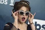 thumbnail: Helena Bonham Carter walked the carpet in a pair of jewel-encrusted sunglasses (Jordan Strauss/Invision/AP)