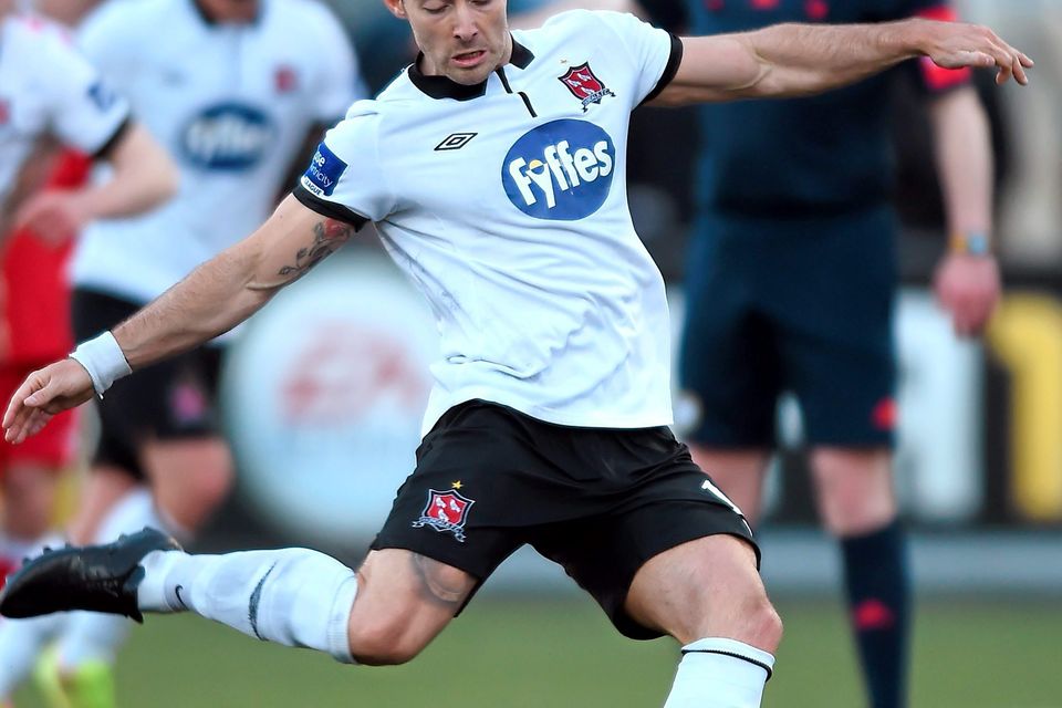 Dundalk's Richie Towell scores his side's fourth goal from the penalty spot