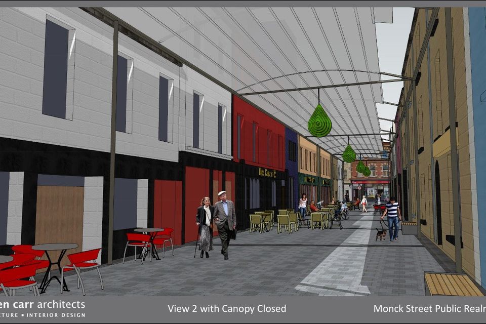 Image of proposed all-weather roof over Monck Street in Wexford.