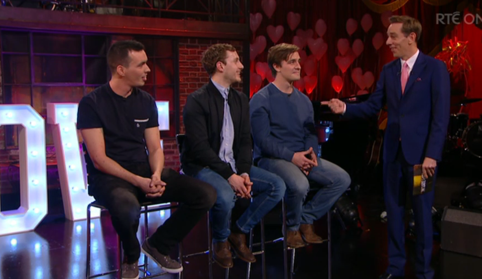 Amanda chose Dean over the two other guys on Ryan Tubridy's version of The Late Late