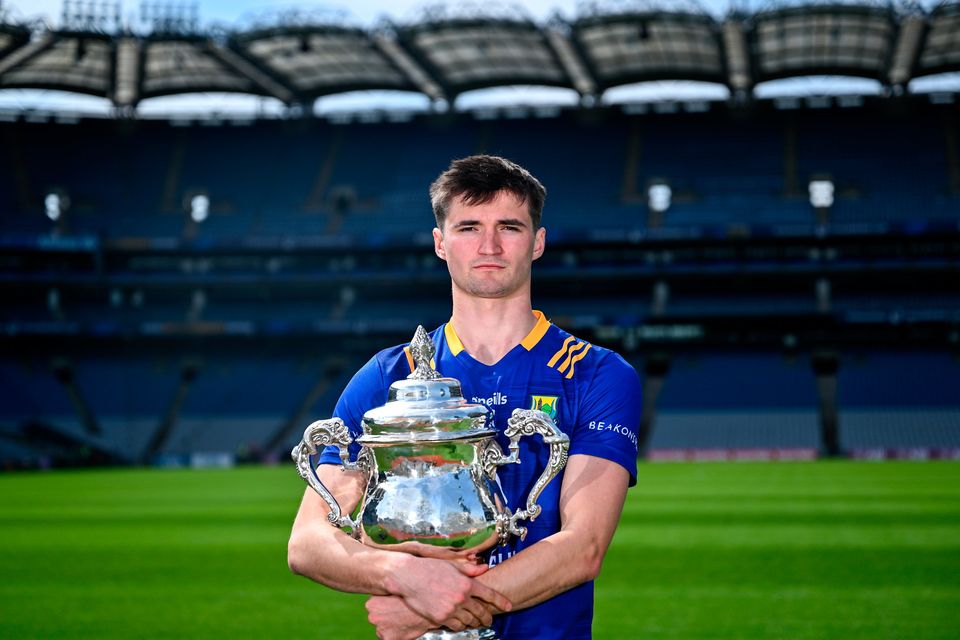 Wicklow's Patrick O’Keane at the launch of the Tailteann Cup 2024 at Croke Park. Photo: Piaras Ó Mídheach/Sportsfile