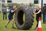 thumbnail: 07/05/2023. Pictured at Gusserane Fittest Family are Paddy Reville and Siobhan Kehoe on the obstacle course.. Photograph: Patrick Browne