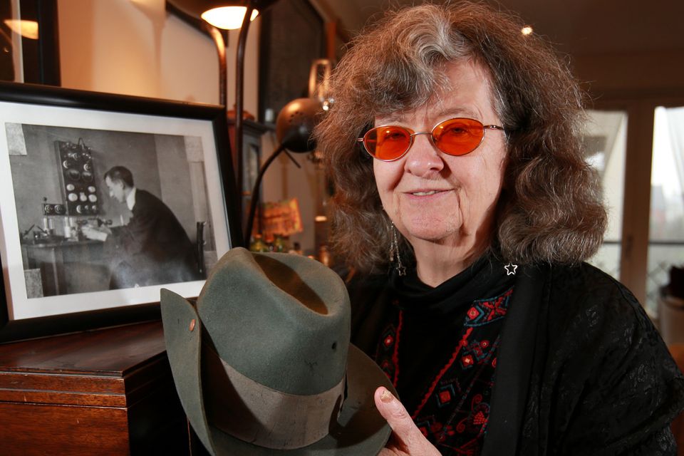 Tragedy: Honor O Brolchain, grand-niece of Joseph Plunkett, pictured with the hat (with a bullet hole) he wore in the GPO during the Rising. Photo: Frank McGrath