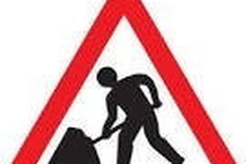 Stock image of road works sign