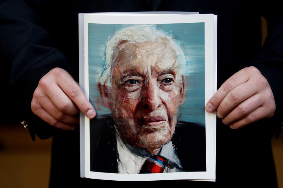 A painting in the order of service at the memorial service of Ian Paisley at Ulster Hall, Belfast, yesterday Photo: Peter Morrison/PA
