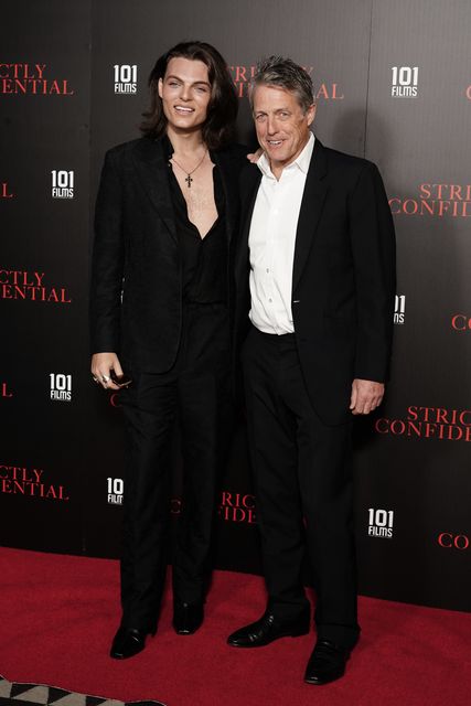 Damian Hurley (left) and Hugh Grant arriving for a special screening of Strictly Confidential (Ian West/PA)