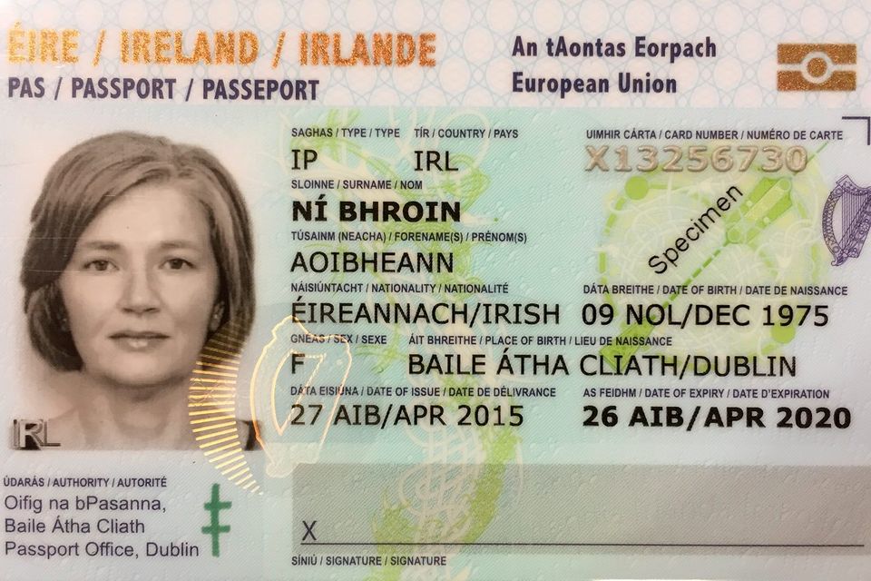 The new Irish Passport Card (sample).