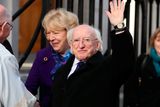 thumbnail: Irish President Michael D Higgins arrives for the funeral of the celebrated broadcaster Gay Byrne at St. Mary's Pro-Cathedral in Dublin. PA Photo. Picture date: Friday November 8, 2019. See PA story FUNERAL Byrne. Photo credit should read: Brian Lawless/PA Wire