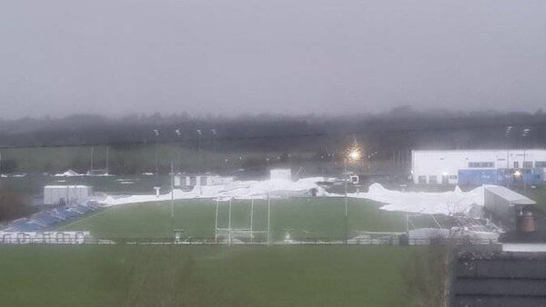 The Connacht GAA Air Dome after it was destroyed by Storm Éowyn. Photo: Mid West Radio  X