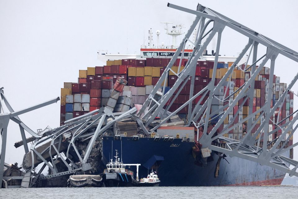 The Dali cargo vessel crashed into the Francis Scott Key Bridge causing it to collapse in Baltimore, Maryland, US. Photo: Reuters