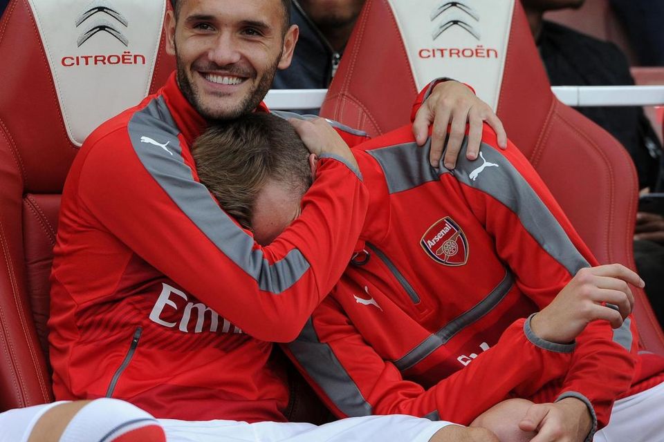 Lucas Perez has spent most of his time at Arsenal on the bench Getty
