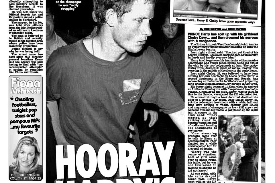 A newspaper article about Harry published in the Sunday Mirror in 2007 which was entered into evidence