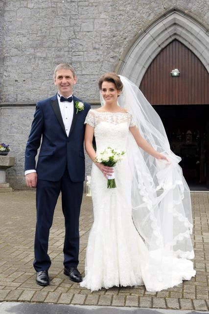 12/6/2015  Attending the Wedding of Irish Rugby player Sean Cronin and Claire Mulcahy at St. Josephs Catholic Church, Castleconnell, Co. Limerick were Ger Mulcahy with Daughter and Bride Claire Mulcahy.
Pic: Gareth Williams / Press 22