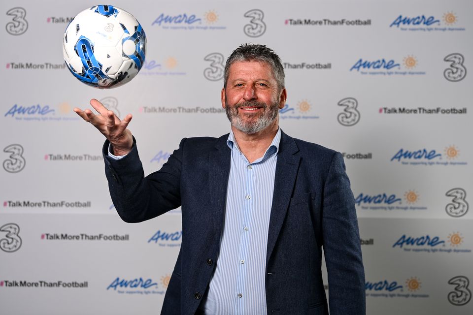 Former Ireland star Andy Townsend at the launch of the #TalkMoreThanFootball campaign in Dublin yesterday. Photo: Sportsfile