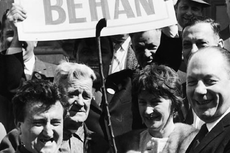 Brendan Behan pictured receiving the key to Jersey City from mayor, Charles S. Witkowski.