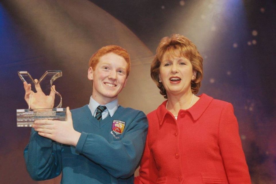 Stripe co-founder Patrick Collison, as a student of Castletroy College, winning the BT Young Scientist award in 2005 alongside former president Mary McAleese