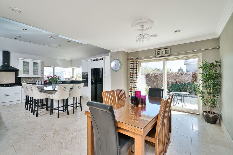 The open-plan kitchen and dining room