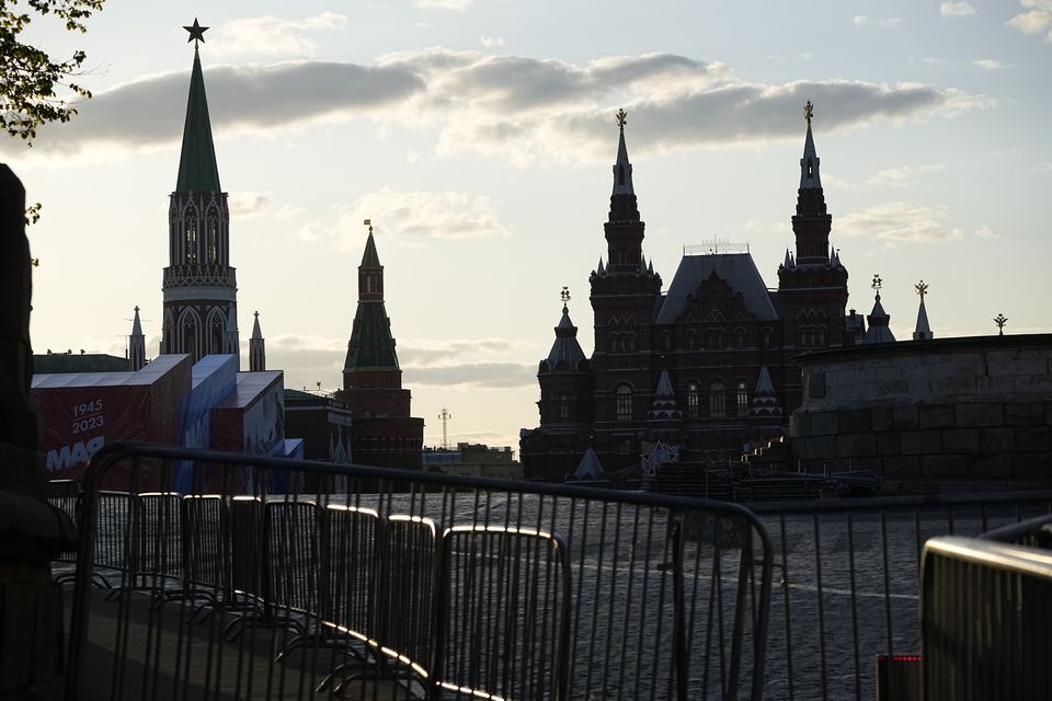 A view of empty Red Square closed for Victory Parade preparation with the Historical Museum, right, and the Kremlin Towers in the background (AP)