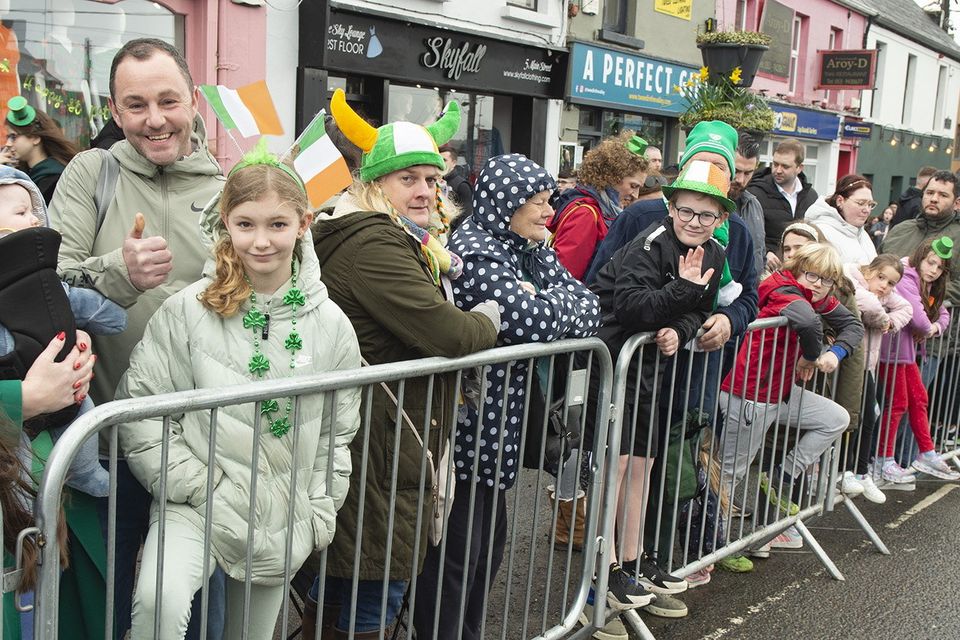 Spectators line the main street for the St Patrick's Day parade in Gorey. Pic: Jim Campbell