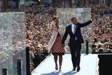 thumbnail: US President Barack Obama and First Lady Michelle Obama take to the stage at College Green in Dublin. Photo: Getty Images