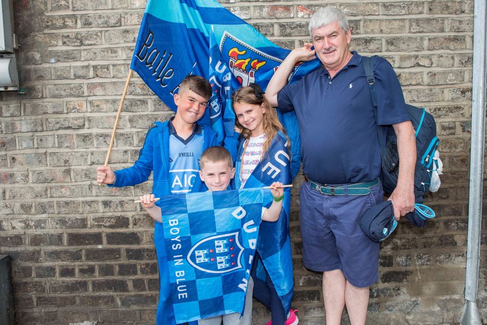 Sunday 12 July 2015. Croke Park. Leinster FInal, Dublin v Westmeath. Jamie Martin (11) Hannah Fitzsimons (9) Adam Fitzsimons (5) Liam Keane. Sword.