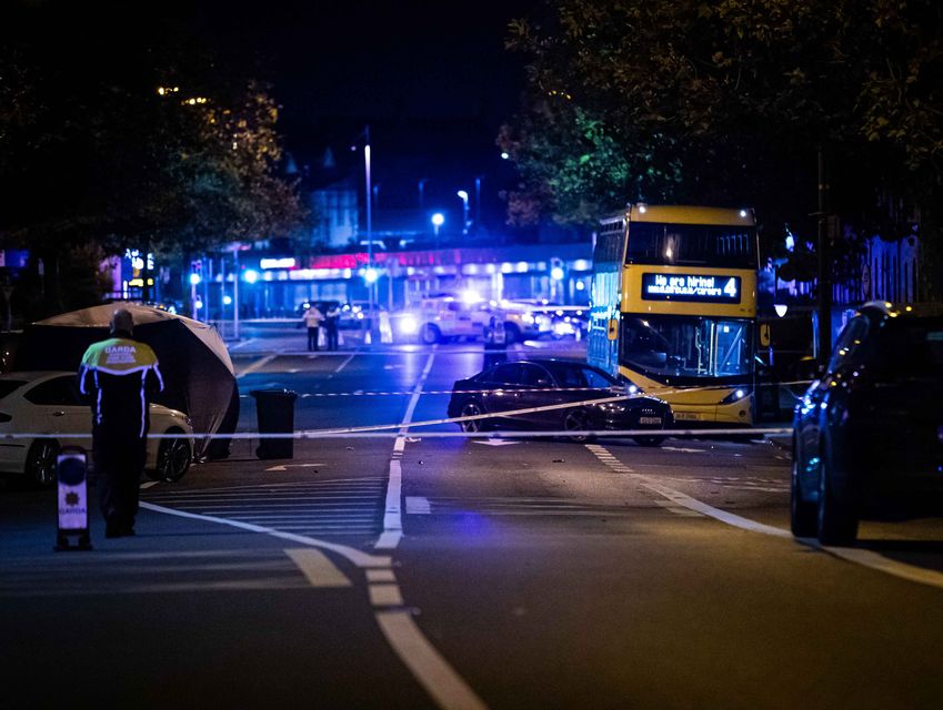 Garda investigators at the scene of a suspected fatal hit and run in Phibsboro, Dublin on Wednesday night. Photo: Damien Storan