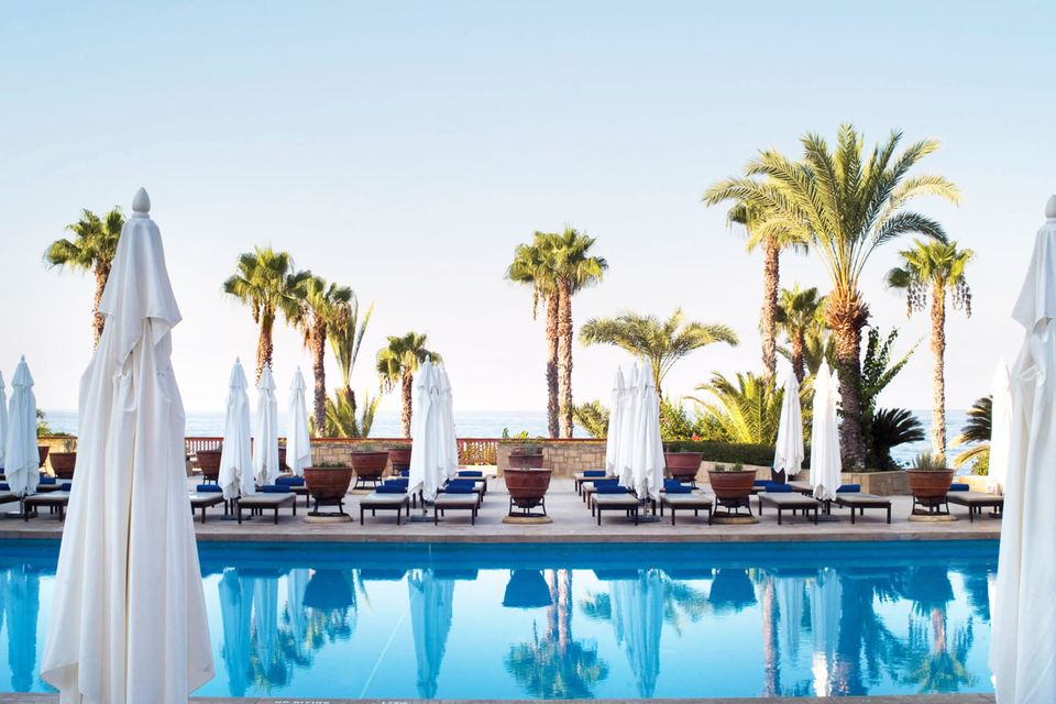 The vivid Mediterranean blue of the main pool at Annabelle Hotel, Paphos
