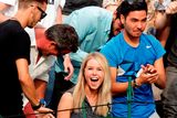 thumbnail: Marcus Willis' girlfriend Jenny Bate celebrates his victory over Ricardas Berankis on day One of the Wimbledon Championships