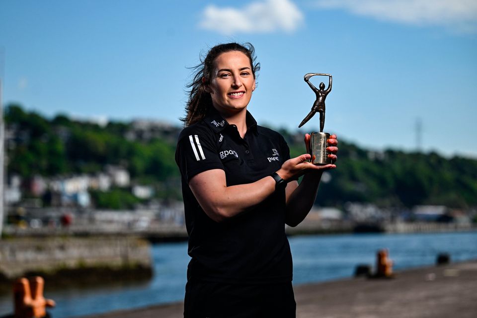 PwC GPA Player of the Month for April in camogie, Offaly's Mairéad Teehan, at the PwC offices in Cork. Photo: David Fitzgerald/Sportsfile