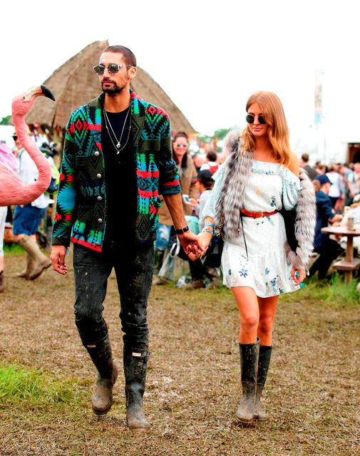 Hugo Taylor and Millie Mackintosh backstage at the Glastonbury Festival at Worthy Farm in Somerset. Picture: Yui Mok/PA Wire