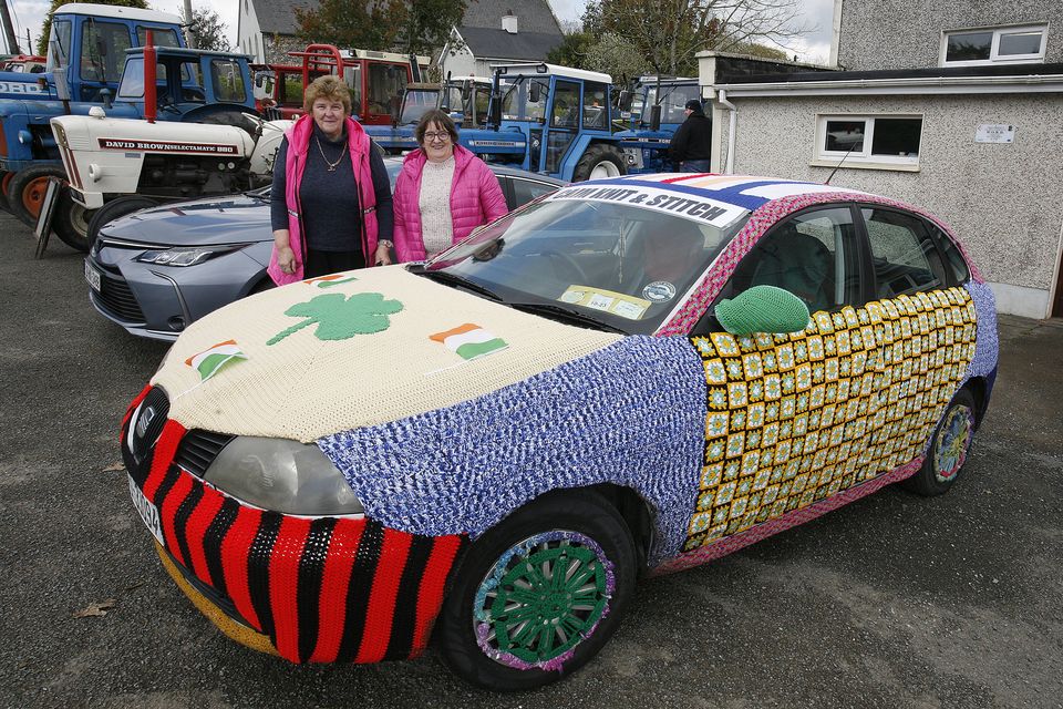 Jane Burke and Anna May White of the Caim Knit and Stitch Group at the Terry Barnes Memorial Tractor Run in Caim.