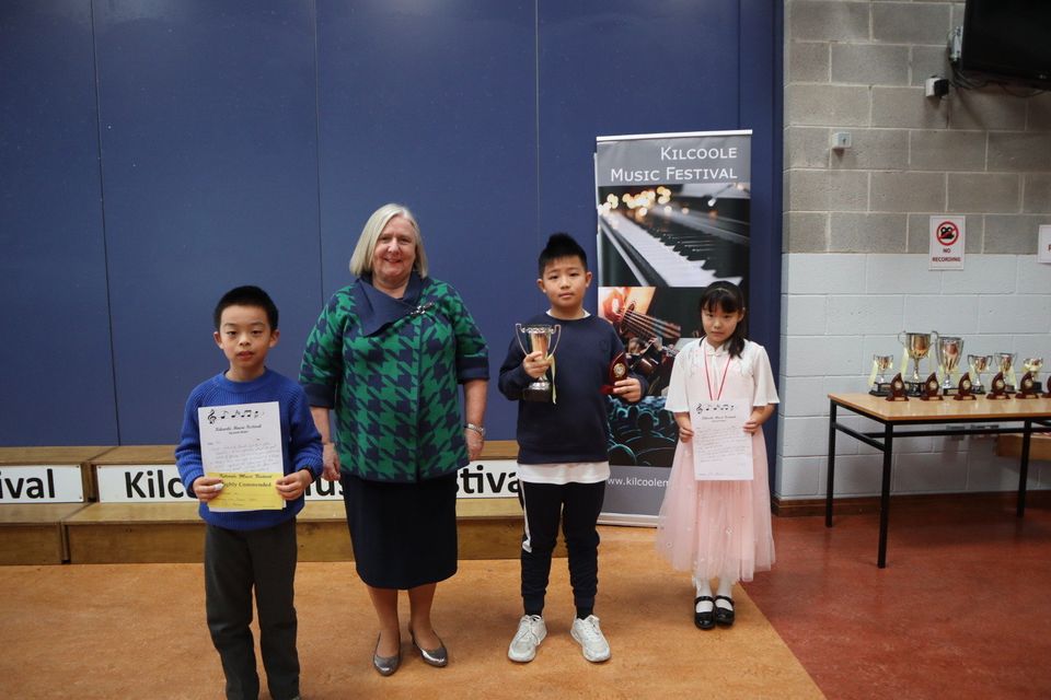 Winners of Under 10 Piano Solo: Kaiwen Wu, Colma Brioscú, Oscar Liu and Jenny Han. 