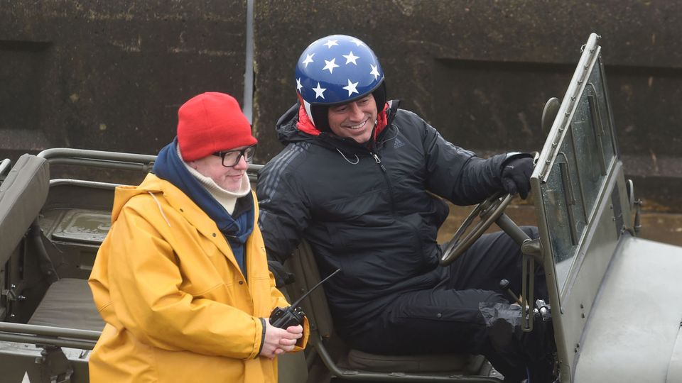 Top Gear presenters Chris Evans, left, and Matt LeBlanc filming for the new series in Blackpool