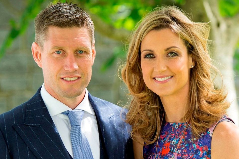 Jessica and Ronan O’Gara, this year's Longines Irish Champions weekend Style and Sports Ambassadors pictured at Curragh racecourse.  Photography: Conor Healy Photography