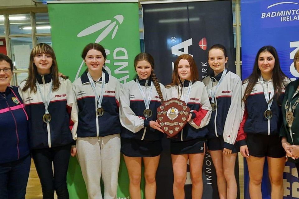 Presentation Secondary School Listowel U-16 girls’ badminton team won the gold medal in the All-Ireland schools competition held last Wednesday, March 22, in Gormanstown Park Sports Complex in Meath. Pictured are students Kate Nolan, Sinead Kelly, Sara Carol, Emilie Browne, Molly Linnane and Lucy Prendergast.