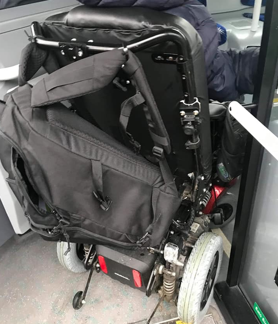 Karl said he finds it difficult to turn aboard the bus and that it is damaging his wheelchair