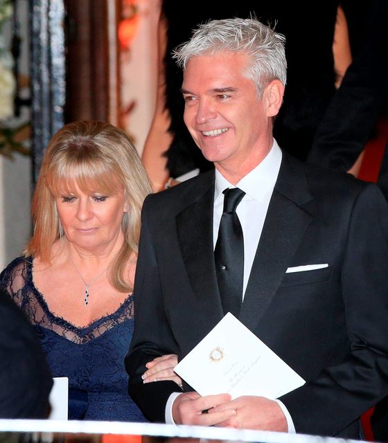 Philip Schofield and wife Stephanie Lowe  leave after the wedding of Christine Bleakley and Frank Lampard at St Paul's Church in Knightsbridge