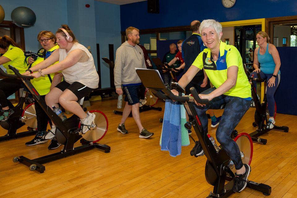 Caroline Mulcahy taking part taking part in the Killarney Triathlon Club fundraiser in aid of Kerry Stars Special Olympics Club in the Killarney Sports and Leisure Centre on Saturday. Photo by Tatyana McGough.
