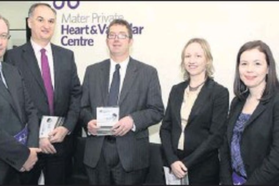 Prof. John Hurley, Dr. Mensud Hatunic, Dr. Paul Keelan, Dr. Niamh Murphy and Dr. Carmel Halley at the opening of the Mater Private Heart and Vascular Centre on Crosslanes.