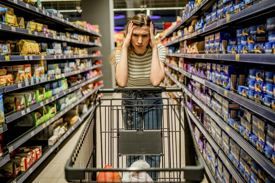 Shoppers are under increasing strain as basic food product prices are not coming down. Photo: Getty Images