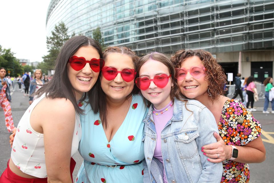 22/06/2022 Harry Styles fans Paula and Daisy Atkinson,Aimee Wikinson and Victoria Fallon outside the Aviva Stadium Dublin as they get geared up for his sold-out show.It's the first concert back at the Aviva since before Covid-19 struck - and 65,000 excited fans are set to packout the stadium for the mega gig.Pic Stephen Collins / Collins Photos