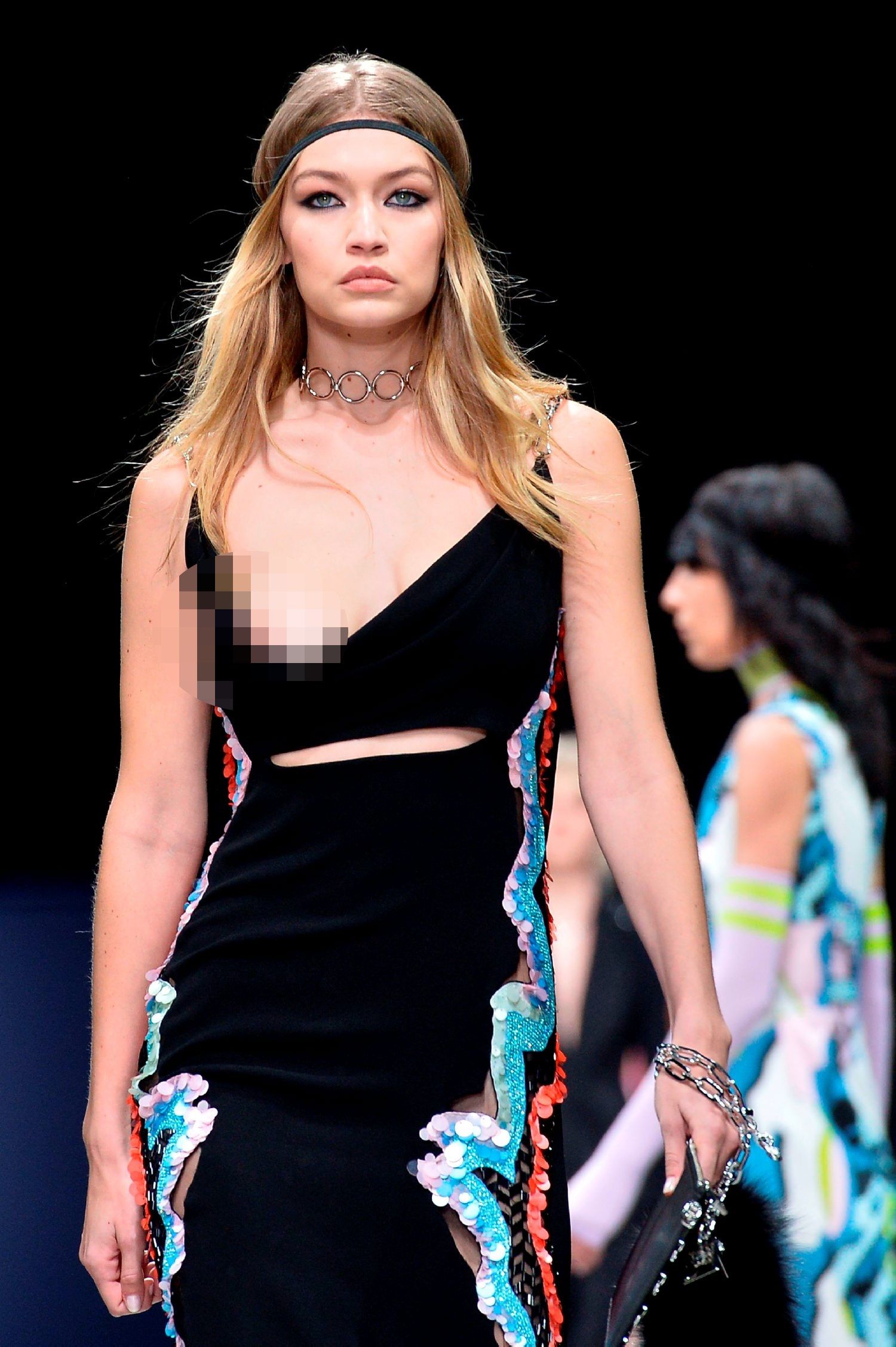 Gigi Hadid on Versace Nipple Slip - Gigi Hadid Wardrobe Malfunction
